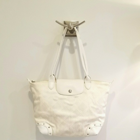 Longchamp Handbags - Longchamp fiber & leather white purse